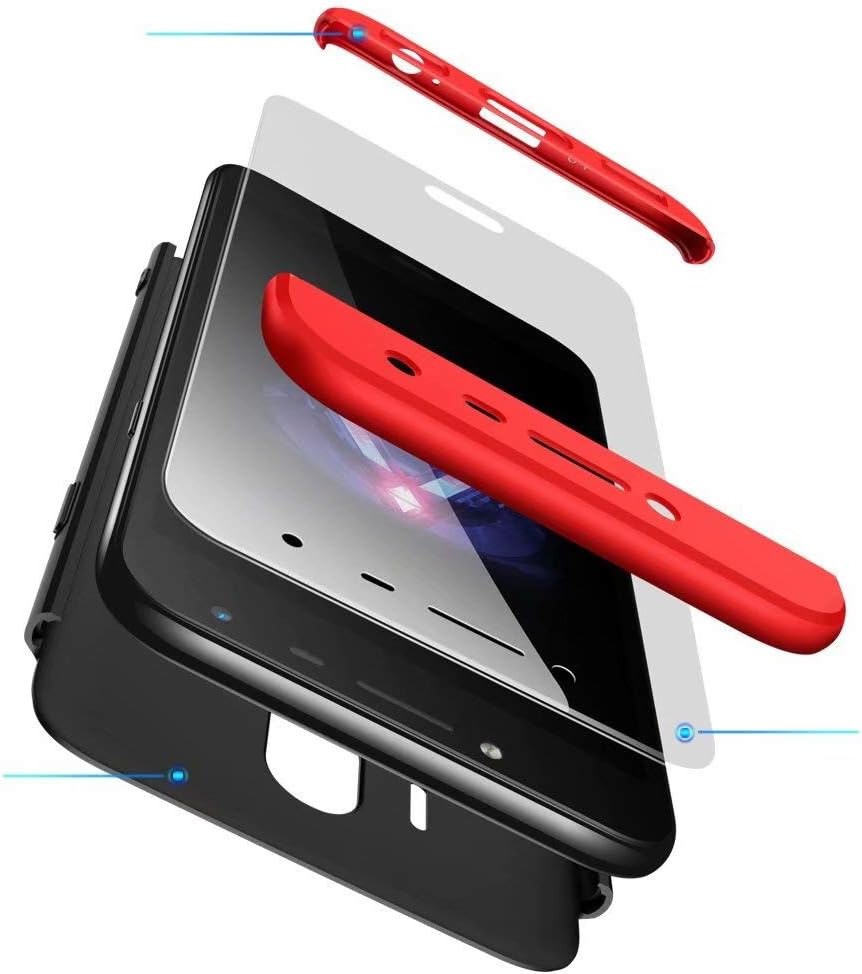 AILZH Compatible Samsung Galaxy J5 2017 Case+Tempered glass film 360 Degree Protective Cover PC Hard Shell Anti-Shock Shockproof Full Body Protective Anti-Scratch Bumper Matte Protection(Red black)