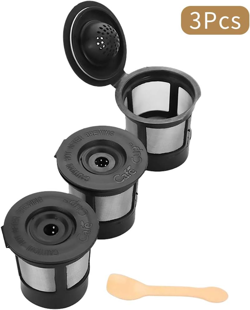 3 K-Cup Reusable Coffee Filter for Keurig 1.0 Stainless Mesh Premium Replacement Small Coffee Pod Refillable Coffee Capsules with Spoon