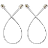XANHAM Phone Cable 1 Foot Short Telephone Line Cord with RJ11 6P4C Connectors for Landline Phone, Fax Machine and Modem, for Both in-wall and Out-wall Using, White, 2 Pack, AV04222