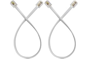 XANHAM Phone Cable 1 Foot Short Telephone Line Cord with RJ11 6P4C Connectors for Landline Phone, Fax Machine and Modem, for Both in-Wall and Out-Wall Using, White, 2 Pack, AV04222