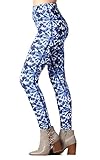 Conceited Premium Ultra Soft Leggings - High Waist - Regular and Plus Size - 50 New Printed Designs by (Large/X-Large, Blue White Tie Dye)