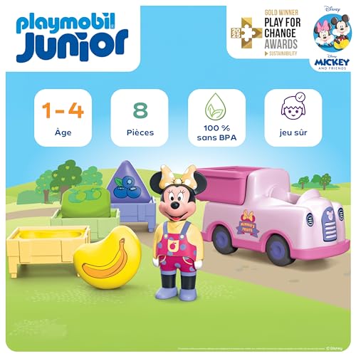 Junior & Disney | Minnie Mouse – Camion de Fruits avec Jeu de tri | Jouet Durable dès 1 an | Cadeau pour Tout-Petits | Stimule la motricité et Les Premiers apprentissages | 71770