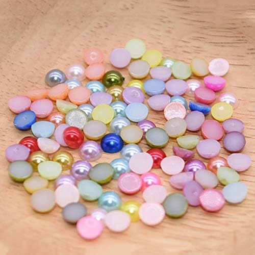 500pcs 15 Colors 6mm Flat Back Pearl Cabochon Half Round Scrapbook Bead Craft for DIY Hair Accessories, Jewelry, Nail Art Making (Mix Color)