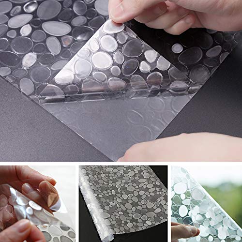 Bloss Window Film Privacy Static Cling Non-Adhesive Window Films Handstone Window Shades Decorative Pebble Glass Films Home Window Contact Paper 17.7-inch By 78.7-inch