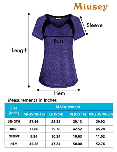 image for Miusey Exercise Tops for Women, Girls Dry Fit Shirts Short Sleeve Ragl