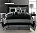 Grand Linen 7-Piece Black and Grey Micro Suede Comforter Set Bed-in-a-Bag King Size Bedding