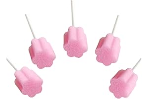 MUNKCARE Disposable Oral Care Swabs-Untreated Mouth Cleaning and Care Sponge Swabsticks Speech Therapy Tools/Swabs Pink 300 Counts
