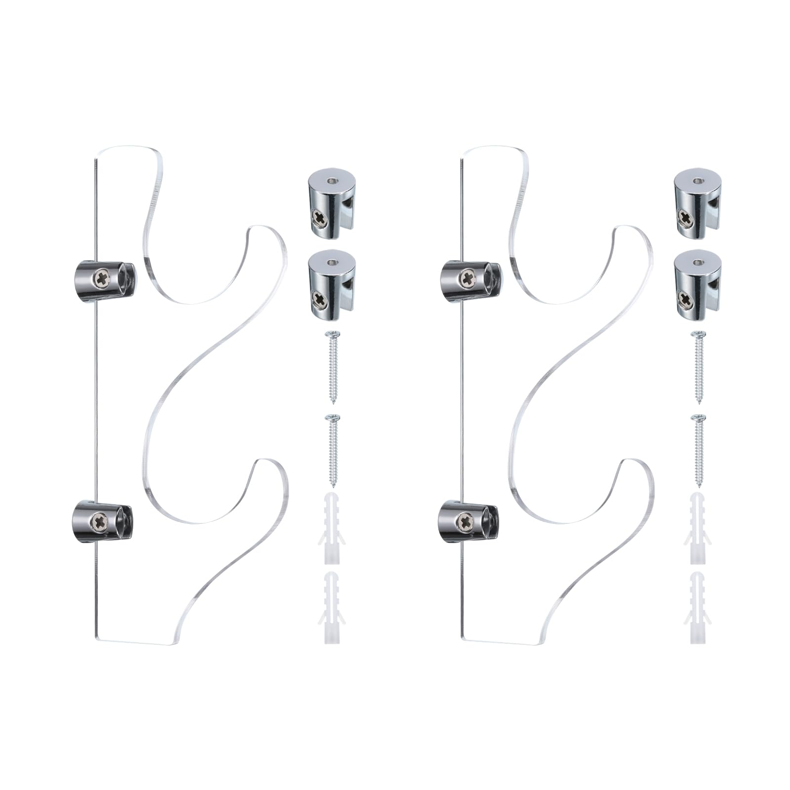 PATIKIL 1 Pair Light Saber Wall Mount Holder Acrylic Light Sword Wall Bracket Rack Sword Stand Display Baseball Bats Rack with Screws for Home Office, Clear