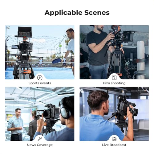 K&F CONCEPT 80"/202cm Video Tripod with Fluid Head, Aluminium Alloy Heavy Duty Camera Tripod with QR Plate, Compatible with Canon/Nikon/Sony Camera, Camcorder, Load Capacity 8kg
