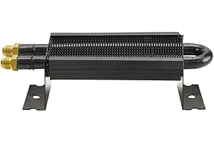 Derale Performance Fluid Cooler, 7000 Series, 2 Pass, 8.875 x 2.625 x 1.75 in, Tube Type, 6 AN Male Inlet/Outlet, Aluminum/Copper, Black Powder Coat, Universal, Each