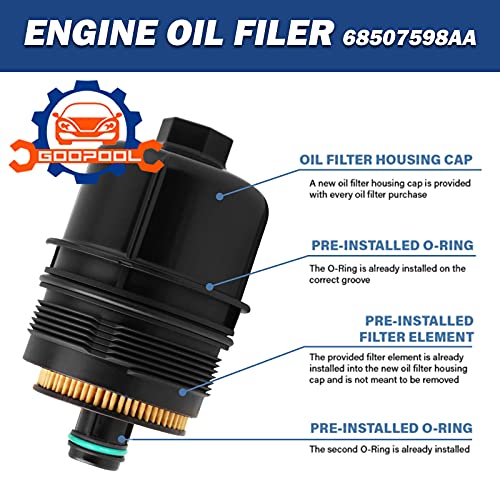 Ecodiesel Engine Oil Filter 68507598AA 68498720AA Compatible with Jeep 2021 Wrangler JL,2021