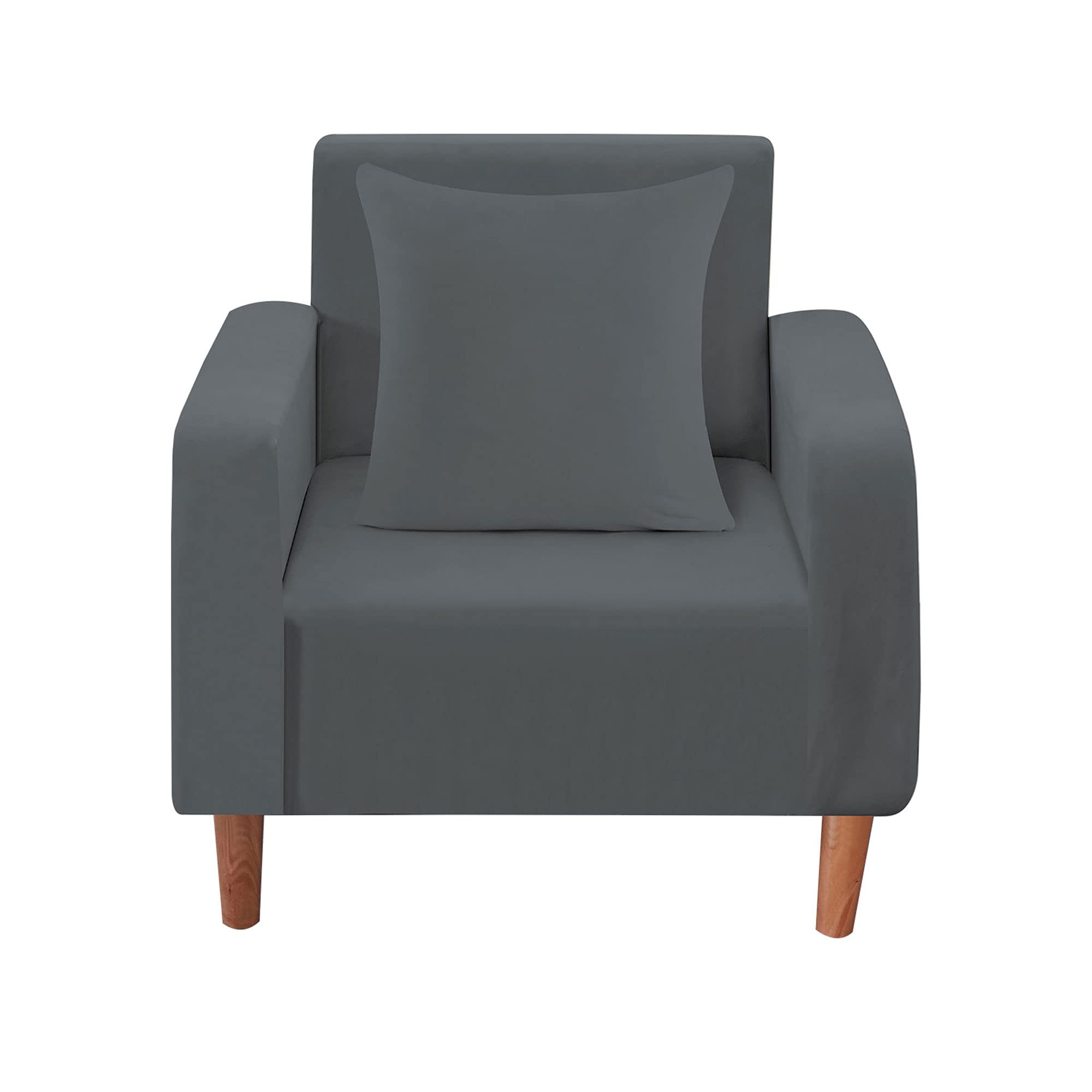 WedDecor Thick Velvet Sofa Cover 1 Seater Crushed Couch Slipcover, Super Stretch, Non-Slip Soft Plush Sofa Furniture Protector for Living Room, Machine Washable, Grey, (90 x 140cm)