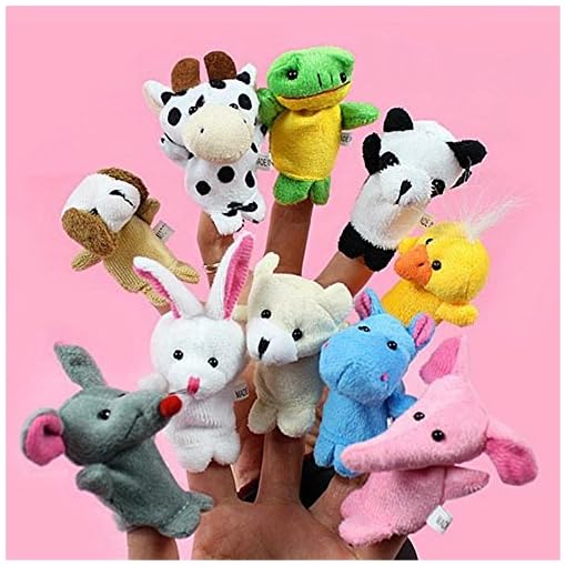 Cartoon Animal Velvet Finger Puppet Finger Toy Finger Doll Baby Cloth Educational Hand Toy Story 10pcs by TATEELY