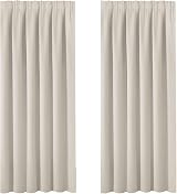 BellaHills Blackout Curtains 2 Panels Set W90 x D72 Light Beige Pencil Pleated
