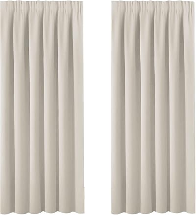 BellaHills Blackout Curtains 66x72 Beig e Pencil Pleat 2 Panel Set