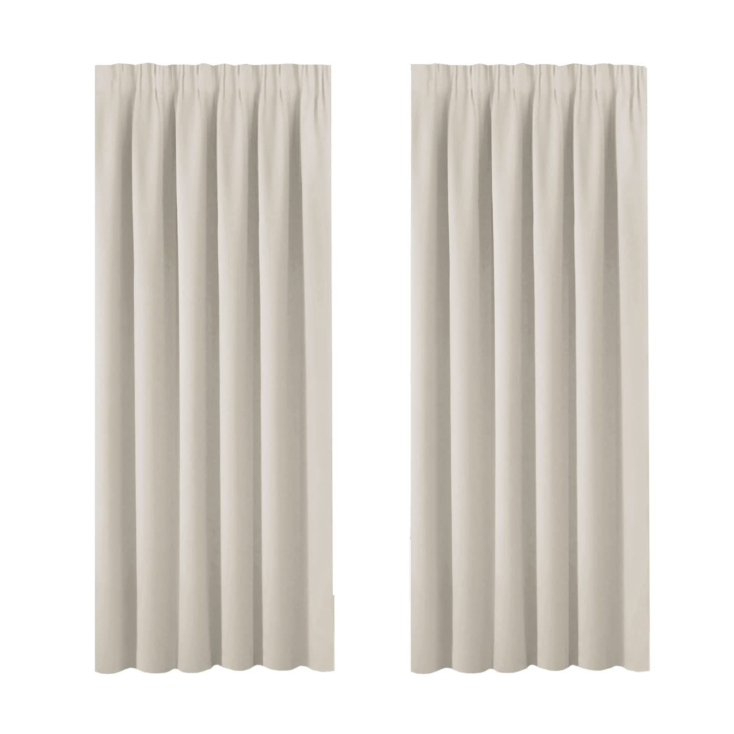 BellaHills Window Treatment Blackout Thermal Insulated Room Darkening Solid Pencil Pleat Curtains/Drapes for Bedroom (Set of 2 Panels, 66 by 72 Inch Drop, Light Beige)