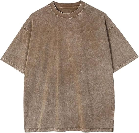 Photo 1 of Vamtac Cotton T Shirts for Men Oversized Vintage Tshirt Wash Short Sleeves Casual Solid Summer Tops Sand Large