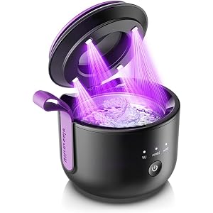 Ultrasonic Retainer Cleaner Machine, 48kHz, Rechargeable, Cordless, Waterproof, 200ML, for Mouth Guard, Aligner, Denture, Jew