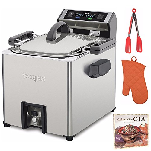 Click Here to See More Images Waring TF250WSFR Electric Rotisserie Turkey Fryer and Deep Fryer Steamer + Free Cookbook, Oven Mitt and Tongs