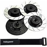 Hobbypower Aluminum 12mm Hex Hub Wheel Tires Brake Disc for 1/10 On-Road Car XI D3 D4 (Pack of 4,Black & Sliver)