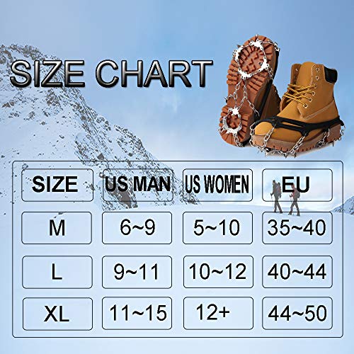 Vdealen Crampons for Hiking Boots Ice Grips 19 Spikes Anti-Slip Traction Cleats for Walking Jogging Climbing Hiking Fishing(M) - Thumbnail 3