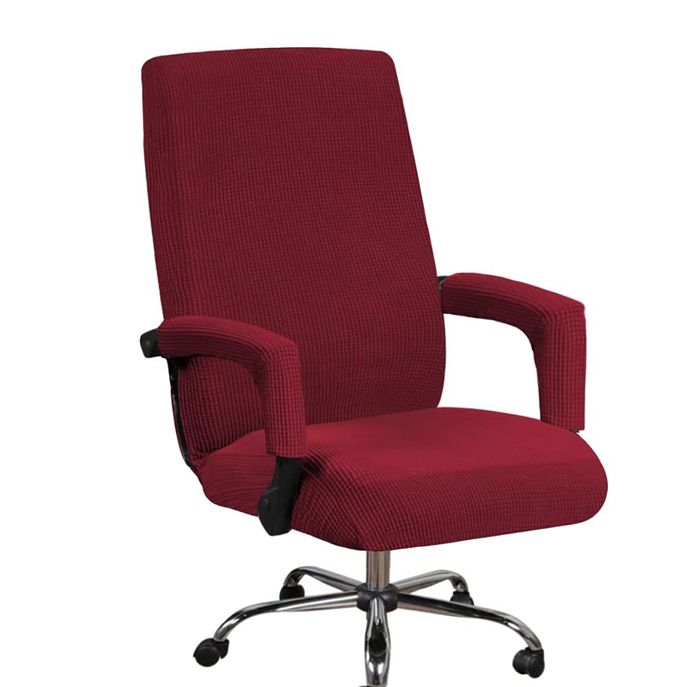 Bestenrose Office Chair Cover Stretch Computer Office High Back Chair Cover with Arm Covers Jacquqard Polyester Washable Slipcovers for Universal Rotating Chair Protectors