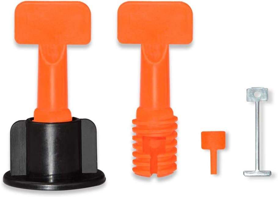 Tile Leveling System 1/16" Kit Reusable, 200pcs Tile Leveler Spacer with 1000pcs 1/12" Tile Spacers, 5pcs Wrench and 20pcs 1/16" Replaceable Spare Steel Pin (200) - - 