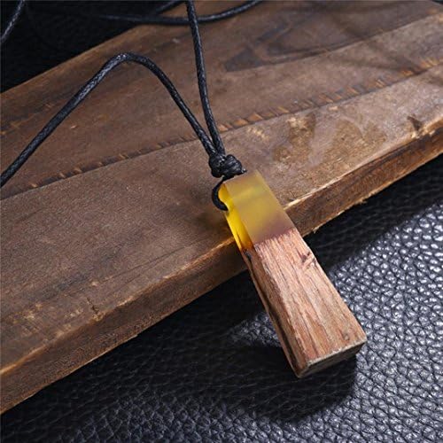 Mahogany Pendant Necklaces Women Girl Mahogany Wood Pendant Sweater Chain Necklace Hemlock (Yellow)