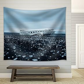 Aircraft Wreckage - Fabric Wall Tapestry Home Decor - 51x60 inches