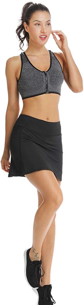 Ultrafun Women Athletic Tennis Skirts Stretchy Sports Golf Running Skirt Skort with Inner Shorts Pockets for Fitness Workout: Clothing