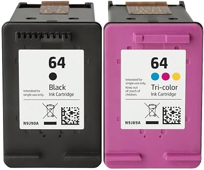 LEBOK 2 Ink Cartridges for HP 64 Black Tri-Color N9J90A N9J89A Envy Tango