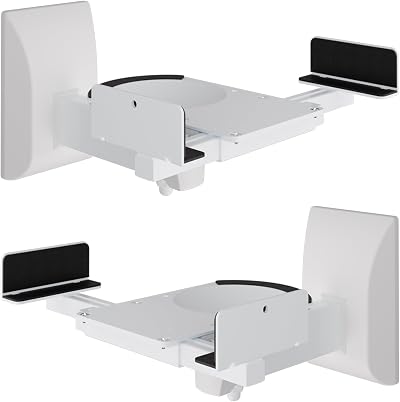 Suptek Dual Side Clamping Bookshelf Speaker Wall Mount (2 Pack) White SPM201W