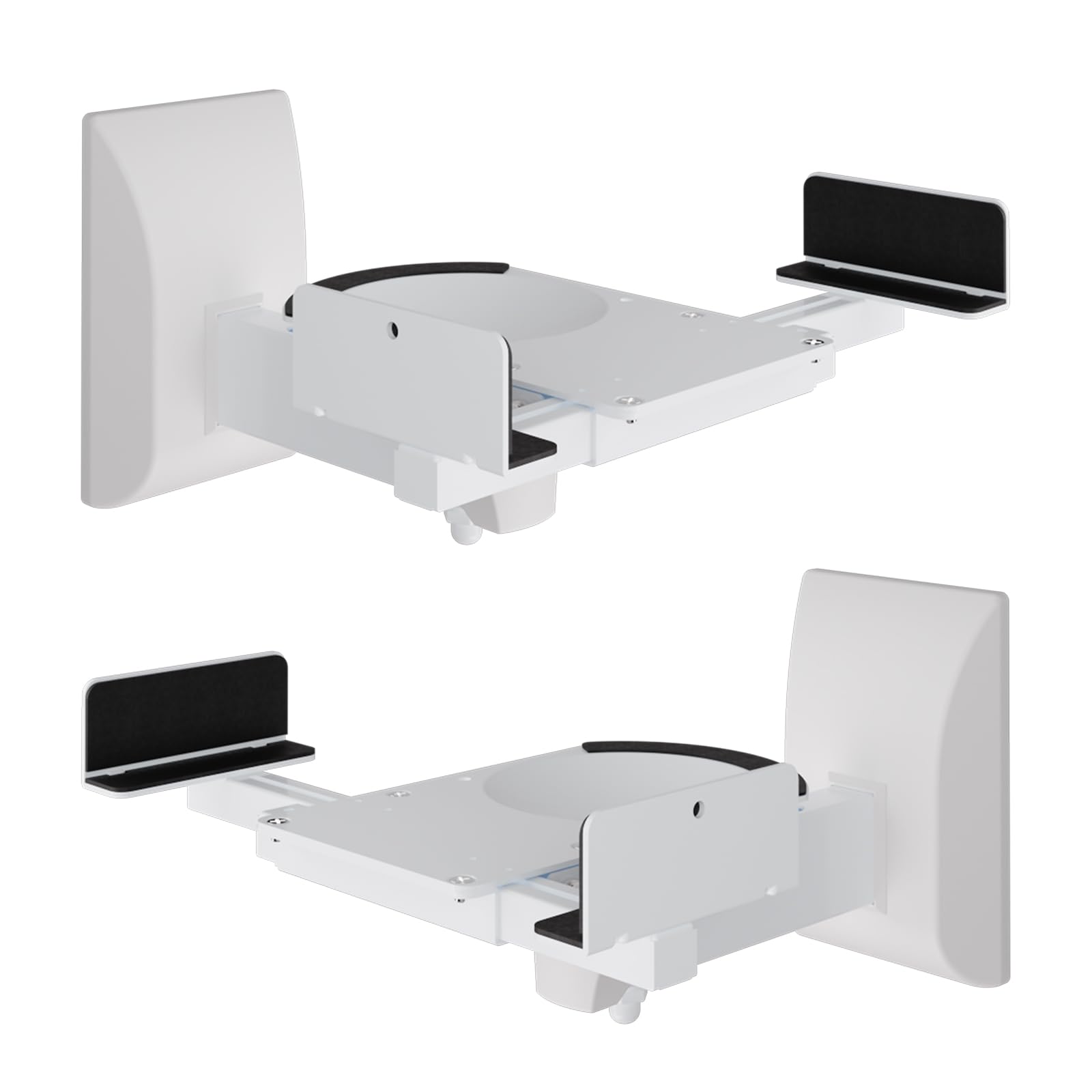 suptek Dual Side Clamping Bookshelf Speaker Wall Mounting Bracket Adjustable for Large Surrounding Sound Speakers, Hold up to 25kgs Each White SPM201W (2 Packs)