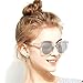 BLUEKIKI YEUX Women Polarized Sunglasses Vintage Oversized Round Mirror(Silver, 61)