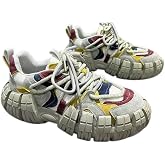 Hhhchpm Color-Blocked Comfy Trendy Platform Shoes for Outdoor Walking Jogging Camping, All Seasons Men's Lace Up Sneakers