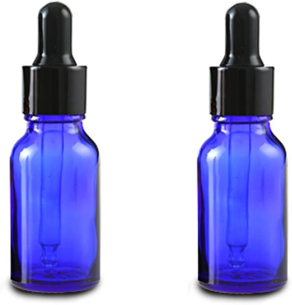 erioctry 2PCS 5ML Attar Bottle Empty Glass Essence Oil Bottle with Glass Eye Dropper Suitable for Aromatherapy Eye Ear Dropper (5ml, Blue)
