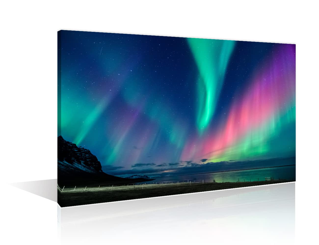 TISHIRON Aurora Borealis Canvas Wall Art Northern Lights in Iceland Wall Decorations for Living Room Aurora Home Decor Modern Artwork for Home Walls Framed Ready to Hang (16" Wx24 H)