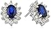 Sterling Silver Created Blue Sapphire and Created White Sapphire Oval Stud Earrings