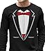Tstars Printed Suit & Tie Tuxedo - Red Bow Tie Bachelor Party Long Sleeve T-Shirt Large Black