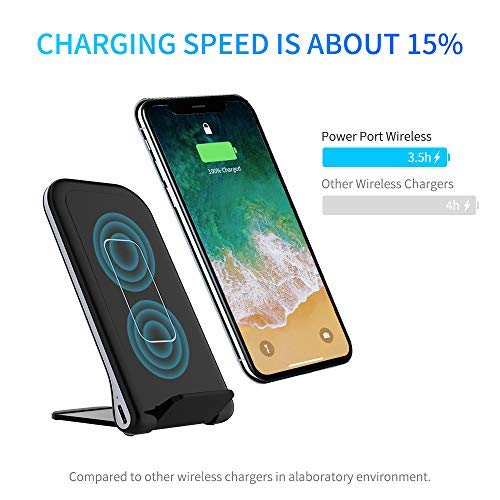 Tikitaka Fast Wireless Charger, 10W Foldable Fast Wireless Charging Pad Stand for Samsung Galaxy Note 8 S8 S8 Plus S7 S7 Edge Note 5 S6 Edge Plus, Standard Charge for iPhone XS Max/XR/XS/X/8/8 Plus