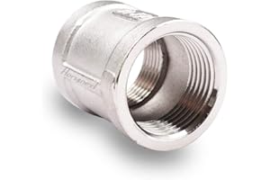 Horiznext npt 3/4 Stainless Steel 304 female thread fitting, 1 inch I.D. straight cast coupling to connect water hose gas line pvc or brass tubing