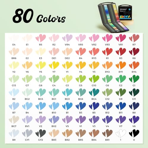 ENMY 80 Colors Acrylic Paint Markers, Direct Liquid Acrylic Paint Marker Pen, Fabric Markers for Textile, Canvas, Rock, Glass, Wood, Paper, DIY, Acrylic Coloring Pens for DIY Craft Supplies