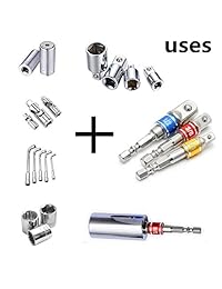 Adaptador de enchufe de grado de impacto set de extensión que convierte la taladro de potencia en un controlador de tuerca de alta velocidad, vástago hexagonal de 1 4 pulgadas para unidad para adaptadores para usar con taladros