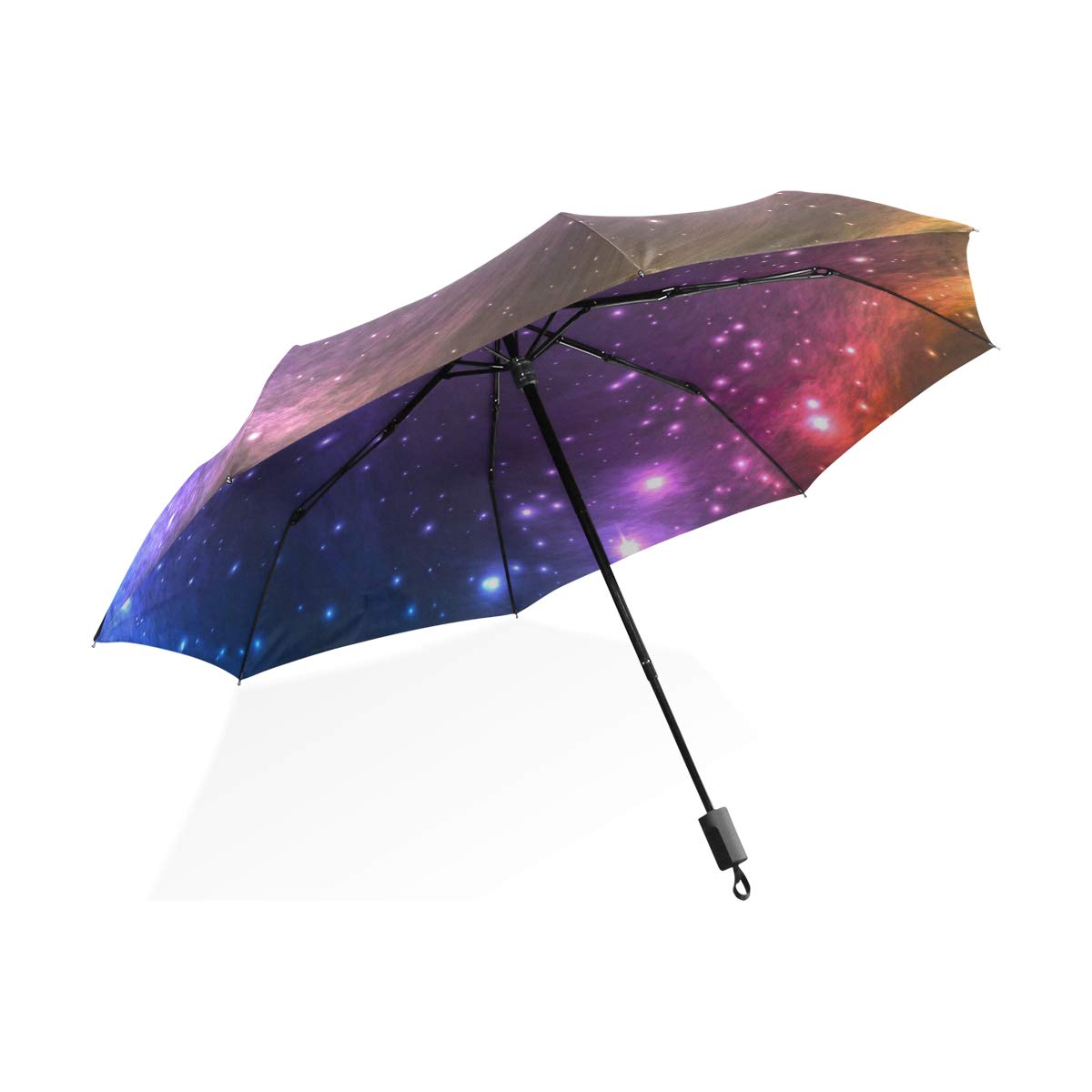 ISAOA Automatic Travel Umbrella Compact Folding Umbrella Star Sky Windproof Ultra Light UV Protection Umbrella for Women Men