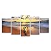 Wieco Art Sunset Ocean Canvas Prints Wall Art Paintings Decor 5 Piece Modern Stretched and Framed Seascape Sea Beach Giclee Artwork Photo Picture Ready to Hang for Living Room Bedroom Home Decorations