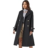 UTOKOTO Women's Double Breasted Long Trench Coat Windproof Classic Lapel | Side Pocket Thin Coat With Belt.