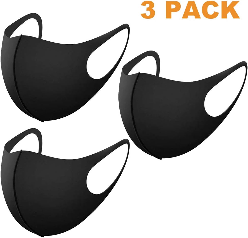 Mouth Mask Unisex Cotton 3 Pcs Anti Dust Protective Face Masks Breathable Washable Reusable Fashion Black Mouth Cover for Outdoors Cycling Travel