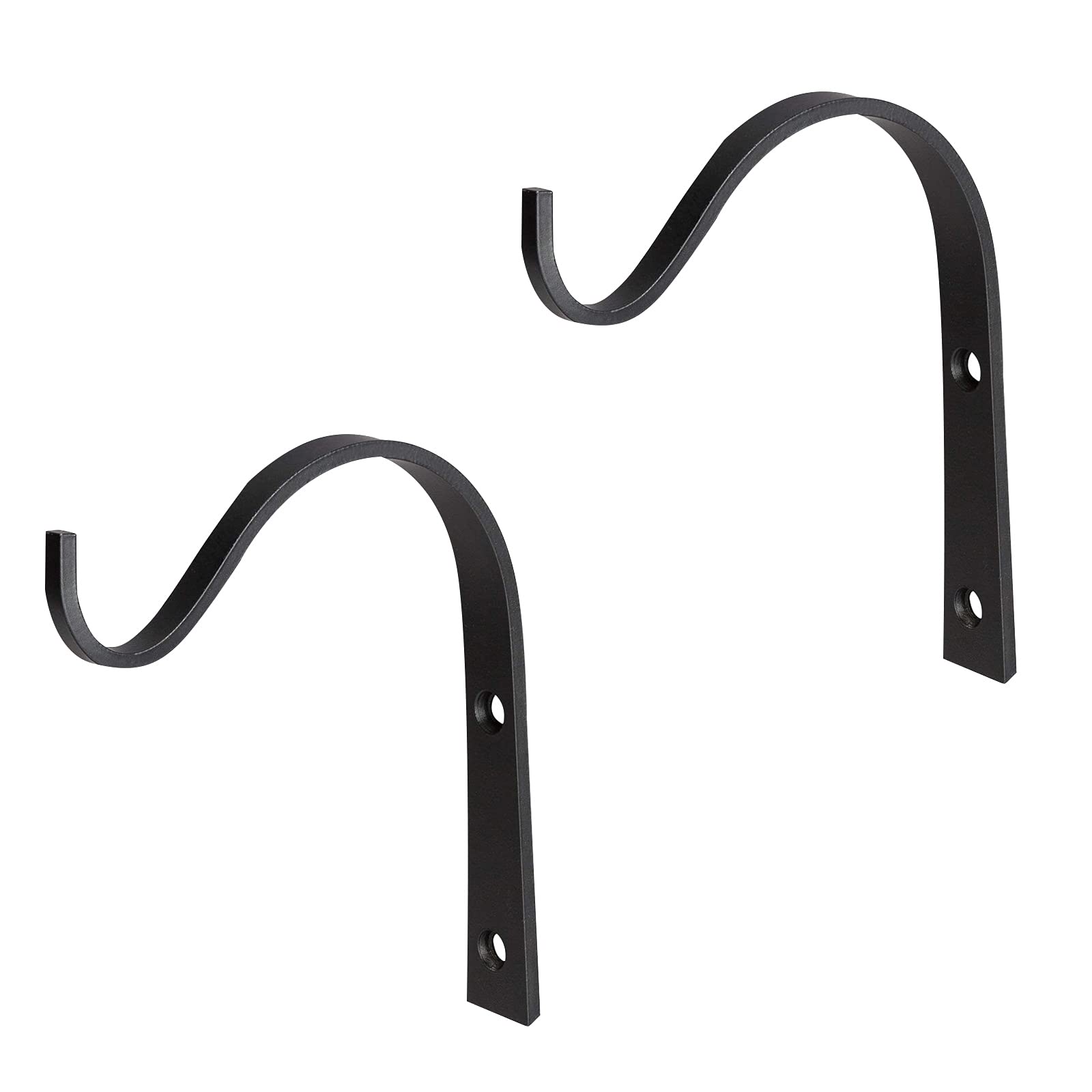 2 PCS Black Metal Hanging Bracket - Heavy Duty Wrought Iron Wall Hooks - Outdoor & Indoor Use - For Plant Lanterns, Garden Bird Feeders & Concrete Fence Posts