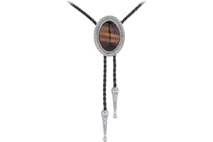Jeilwiy Bolo Tie for Men Real Stone Westwern Cowboy Ties Silver Bolos Women Leather Necktie Gift for Birthday Christmas
