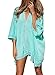 Youngbox Womens Solid Oversized Swimsuit Cover up Swimwear Beachwear Bikini dress(Blue Green)
